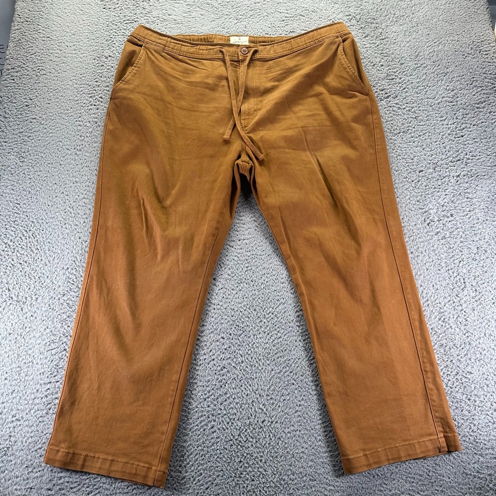Mutual‎ Weave Pant Mens 42x28 Brown Cotton Chino Straight Stretch Office Preppy